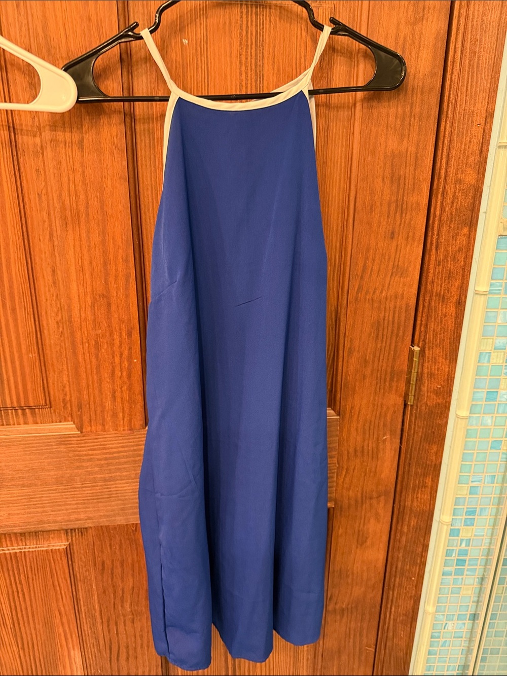 A-Line Midi Skirt in Deep Blue with Contrast Trim